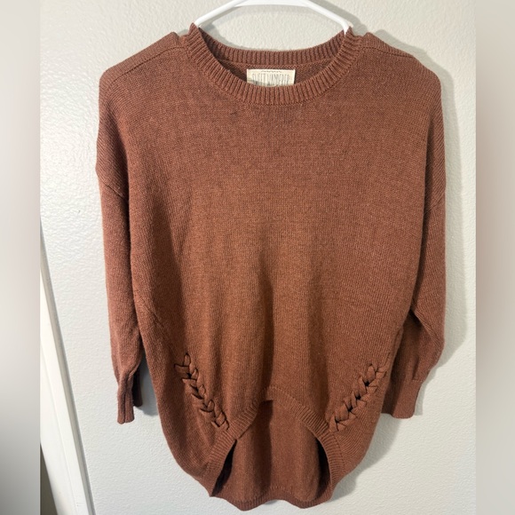 Sweet Wanderer Sweaters - Sweet Wanderer Brownish Red Sweater with Braided Hem
